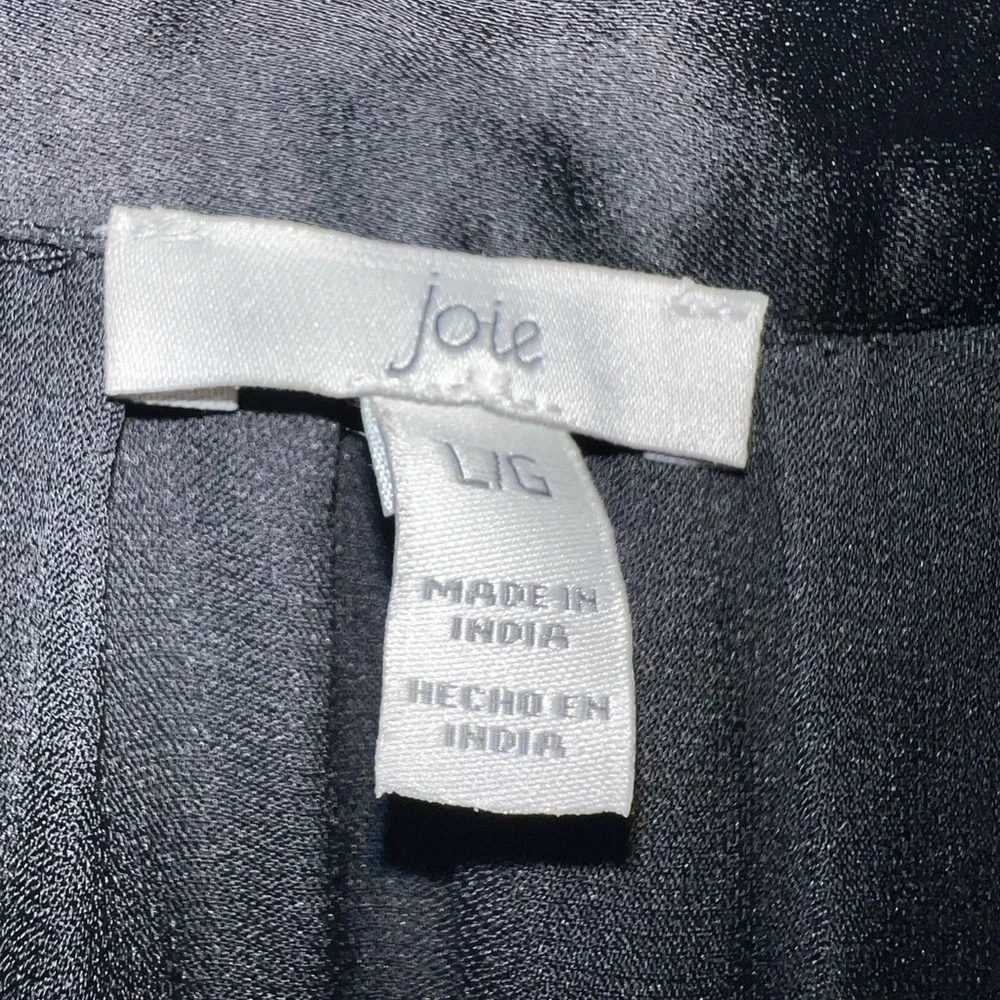 NWT Joie Satin Buttoned Career Blouse Black Large Office